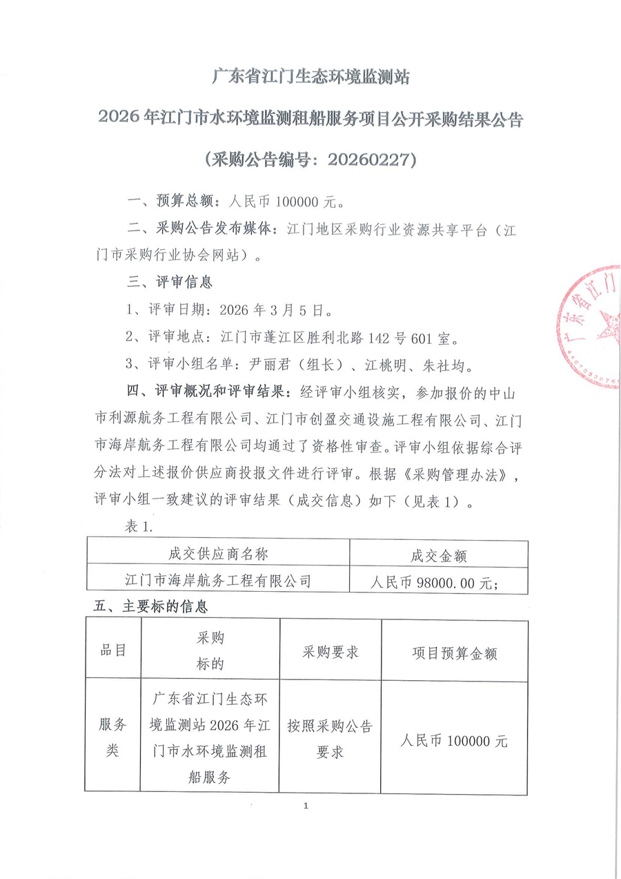 广东省江门生态环境监测站2026年江门市水环境监测租船服务项目公开采购（编号：20260227）结果公告_页面_1.jpg